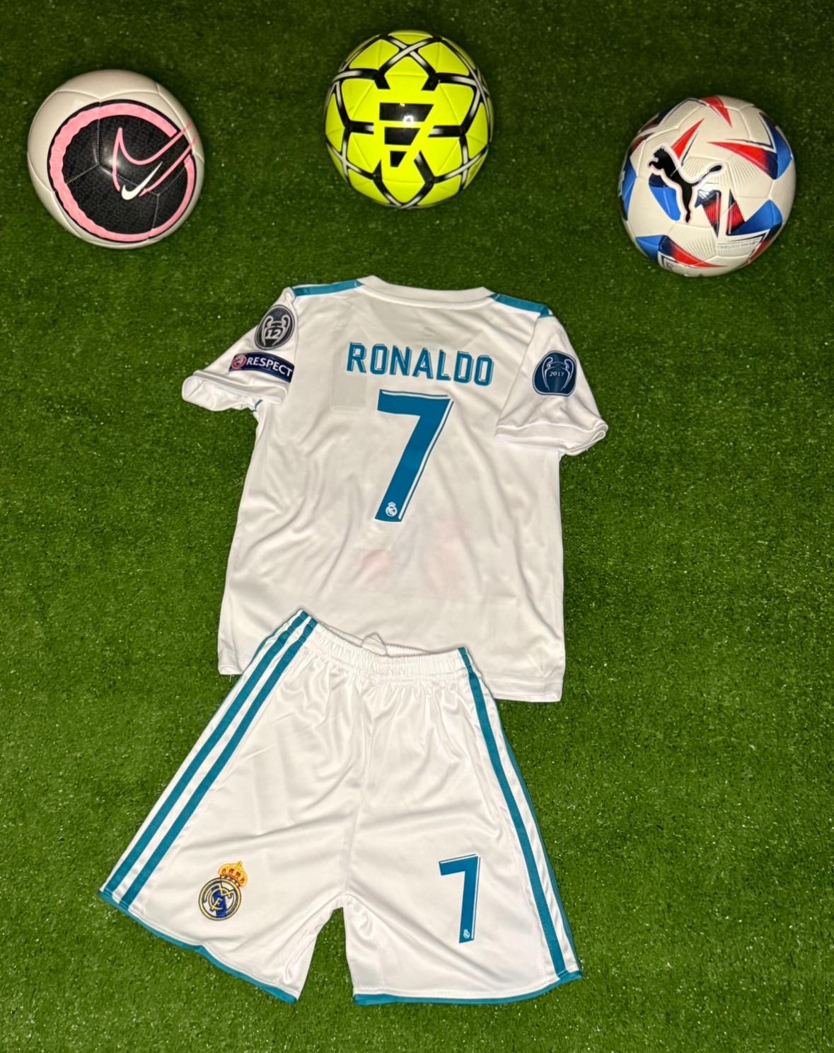Ronaldo Real Madrid retro jersey kids set
