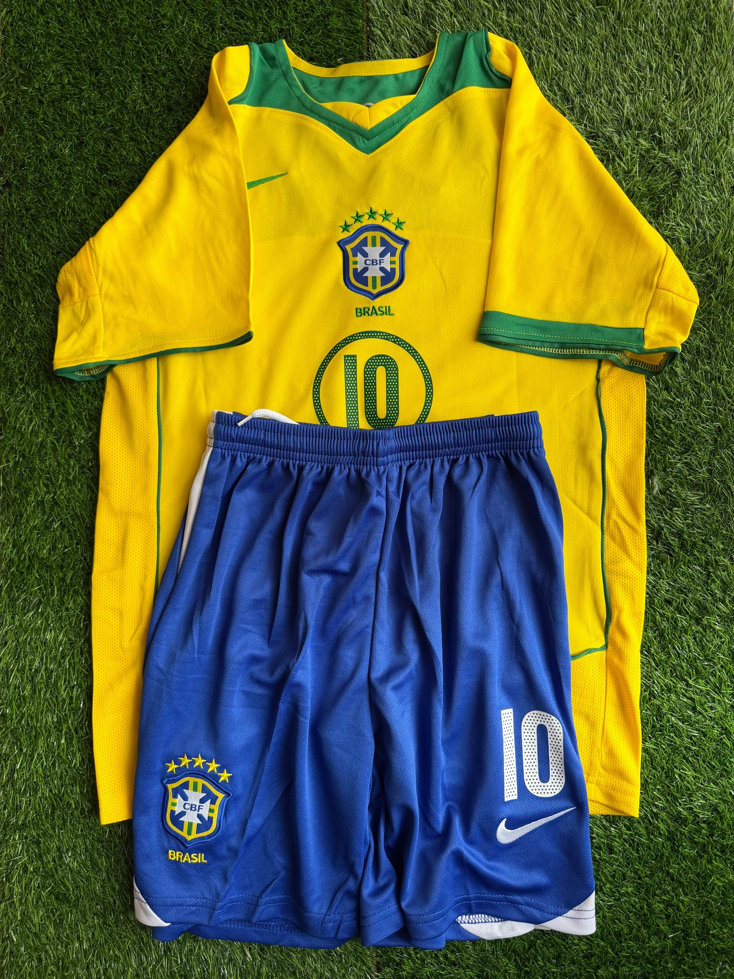 Ronaldinho Brasil retro jersey kids set