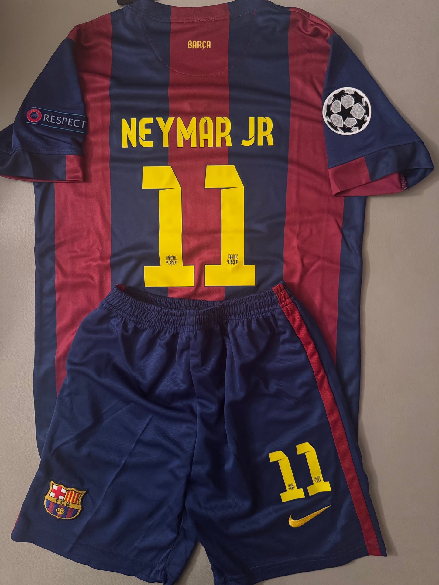 Neymar Barcelona retro jersey kids set