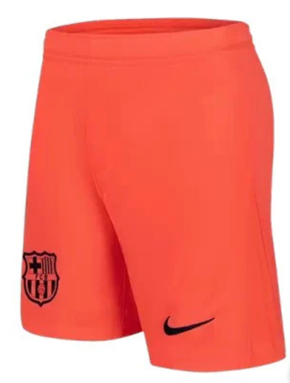 Raphina orange barcelona third kit kids set with short soccer jersey
