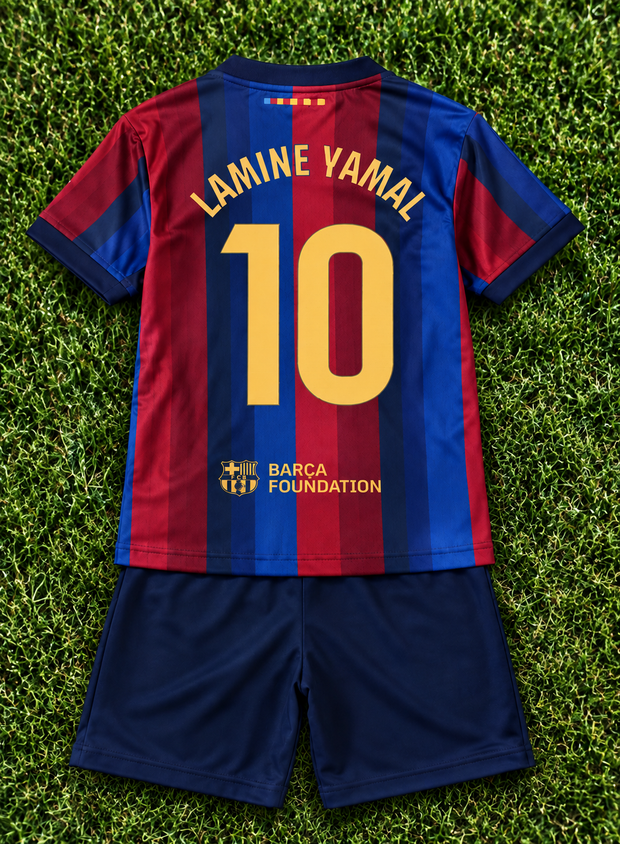 Lamine Yamal Barcelona jersey kids set 25/27