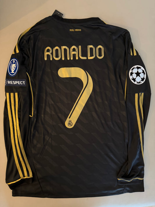 Ronaldo real madrid retro black and gold soccer jersey