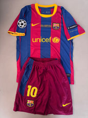 Messi Barcelona retro jersey kids set