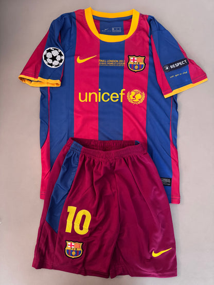 Messi Barcelona retro jersey kids set