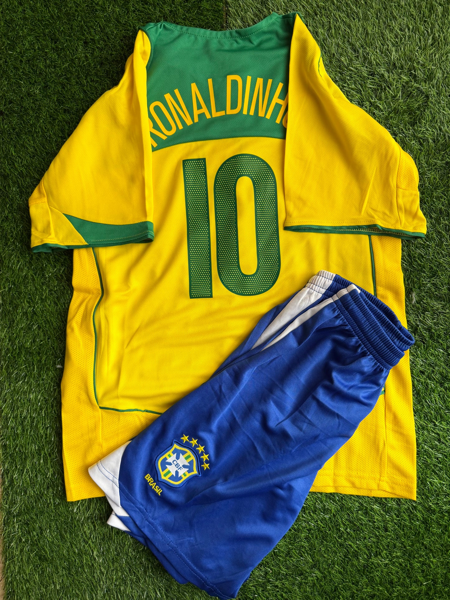 Ronaldinho Brasil retro jersey kids set