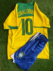 Ronaldinho Brasil retro jersey kids set