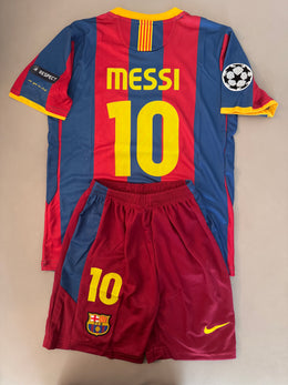 Messi Barcelona retro jersey kids set