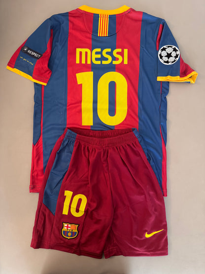 Messi Barcelona retro jersey kids set
