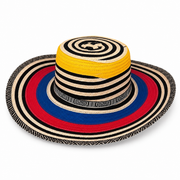 Colombian Sombrero Vueltiao Style Hat – Synthetic Material – Red, Blue, Yellow & Black