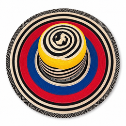 Colombian Sombrero Vueltiao Style Hat – Synthetic Material – Red, Blue, Yellow & Black